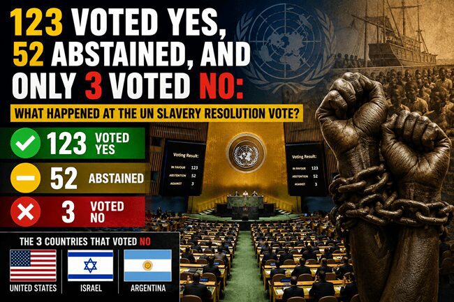 123 Voted YES, 52 Abstained, and Only 3 Voted NO: What Happened at the UN Slavery Resolution Vote? 123 Voted YES, 52 Abstained, and Only 3 Voted NO: What Happened at the UN Slavery Resolution Vote?