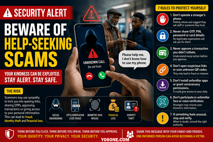 SECURITY ALERT: BEWARE OF HELP-SEEKING SCAMS INVOLVING MOBILE PHONES
